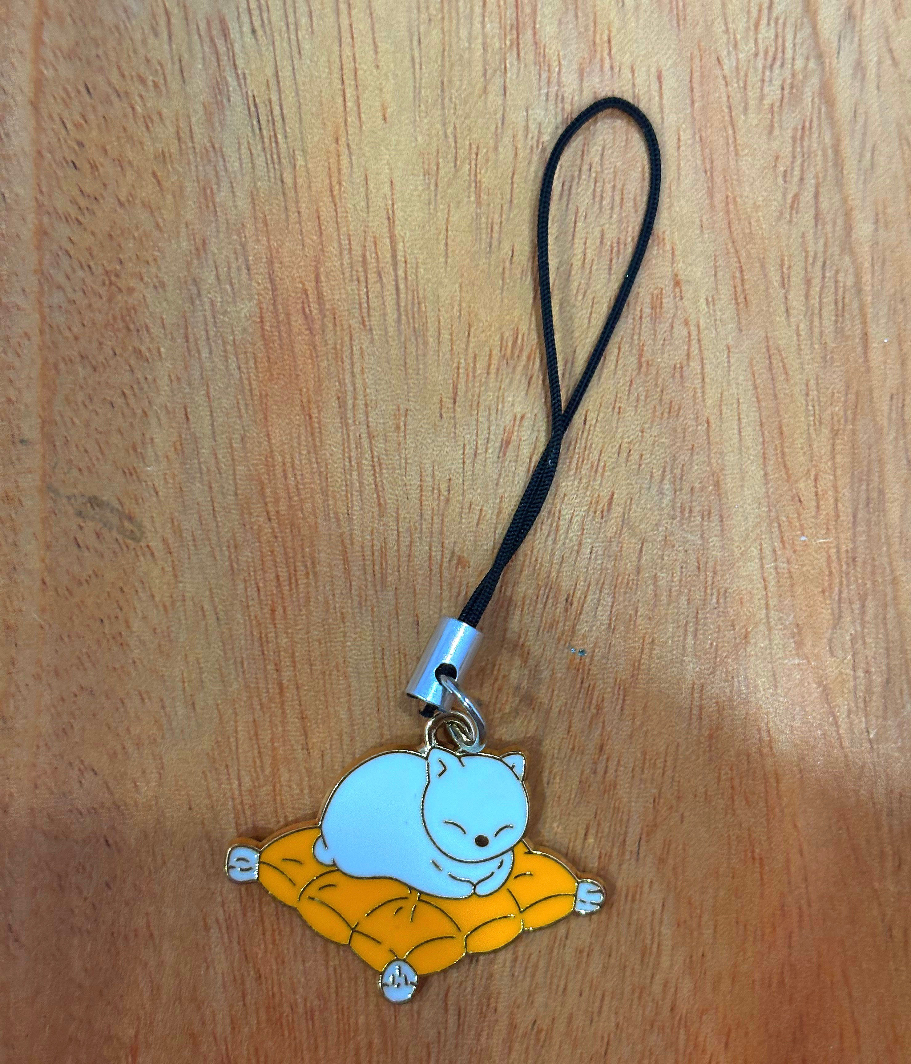 Sleeping Cat on Pillow Phone Charm
