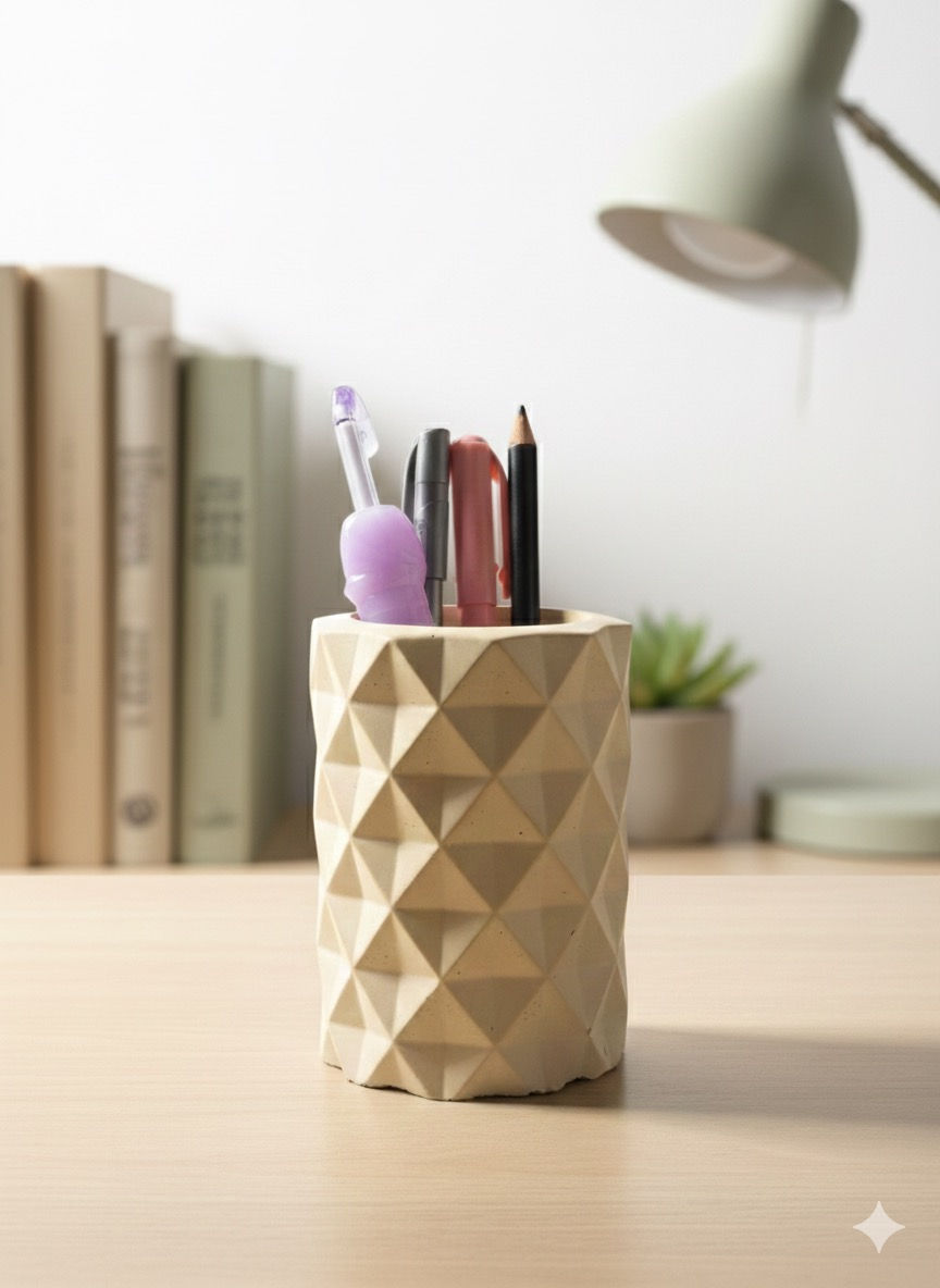 Geometric Concrete Pen Holder