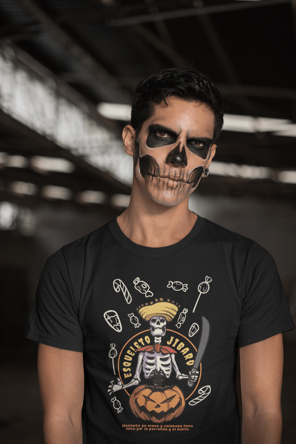 Thumbnail: Puerto Rican Jibaro Skeleton Tee, PR Boricua Halloween Tshirt