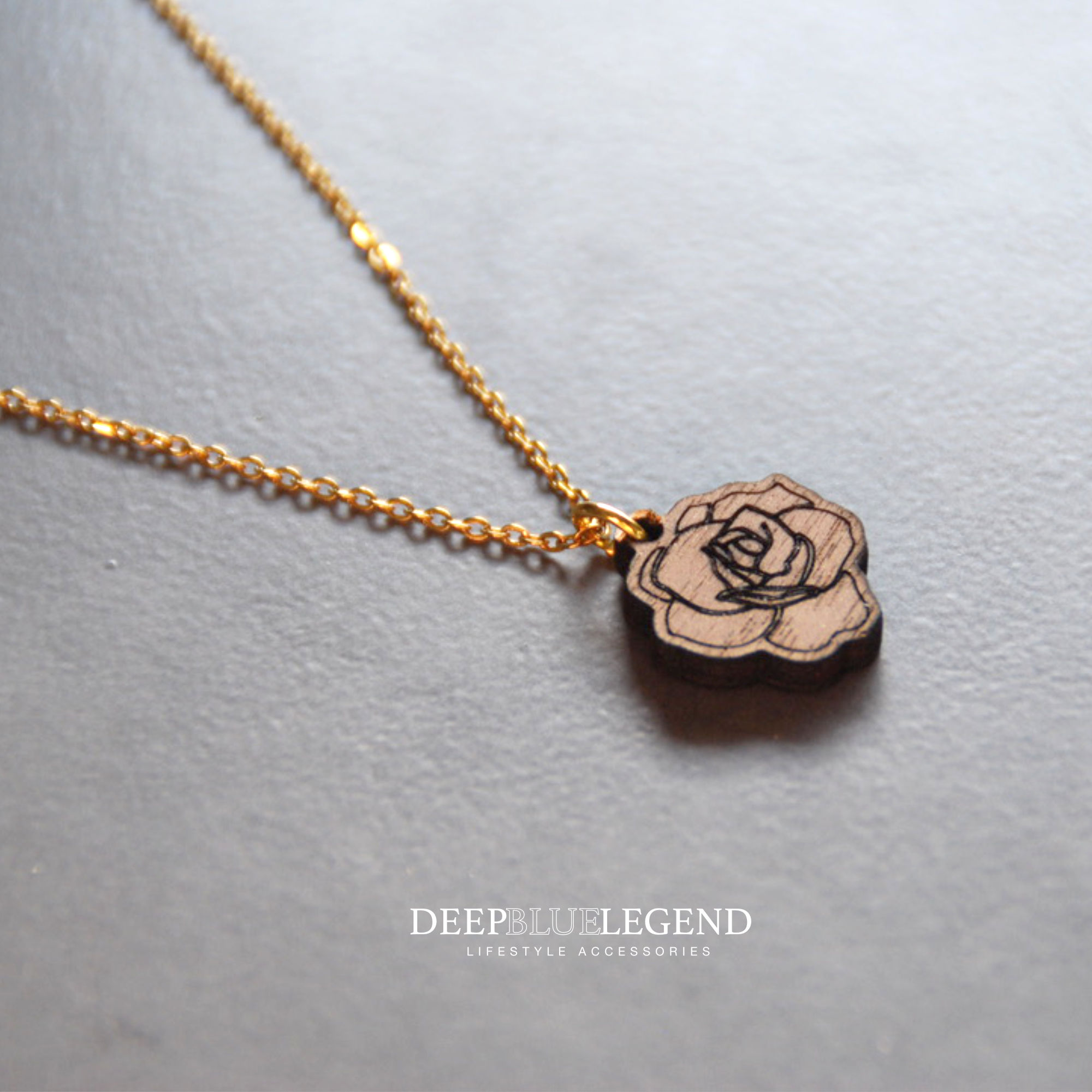 Rose Necklace for Mother's Day, Wooden Flower Necklace