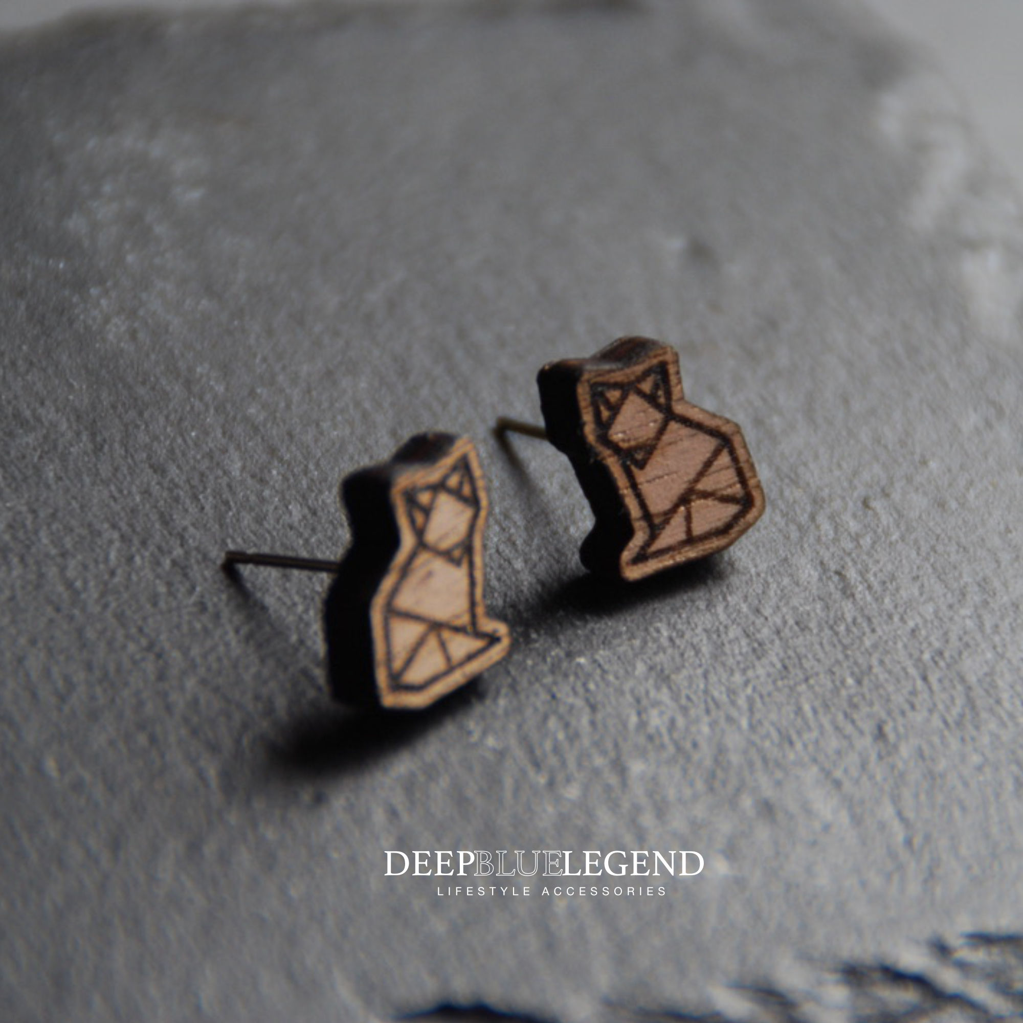 Little Origami Fox Stud Earrings in Wood, Fox Earrings