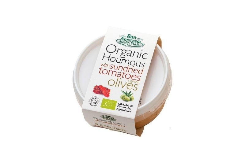 San Amvrosia Organic Houmous Sun Dried Tomato & Green Olives, 170g