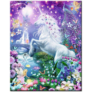 000215-unicorn-Diamond Embroidery unicorn Animal Cross Stitch Full Display Drill Mosaic 5D