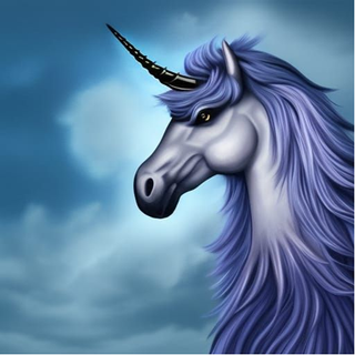 unicorn-438-Blue sky. Dark blue, black horn unicorn..png