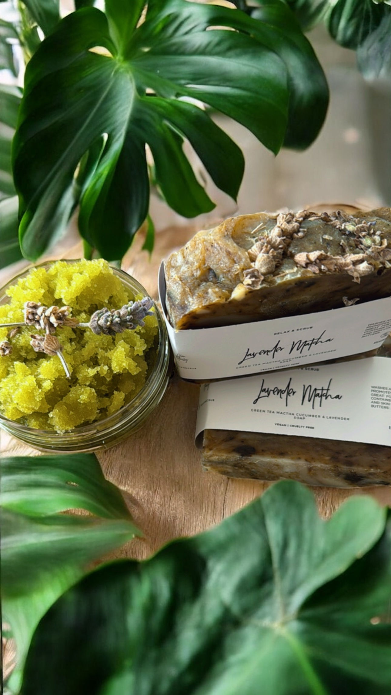 Lavender Matcha Cucumber  Soap + Scrubs