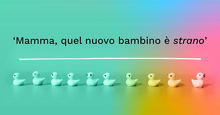 Mamma, quel nuovo bambino è strano' - Copertina della newsletter Oli Help con anatroccoli, uno di colore diverso