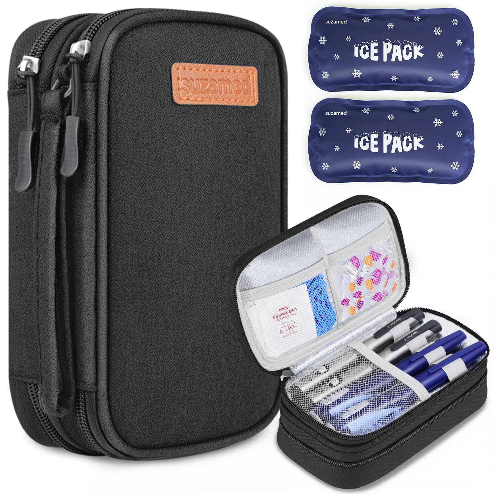 SUZAMED Insulin Cooler Travel Case, Double Layer Medicine Kit Diabetes Travel