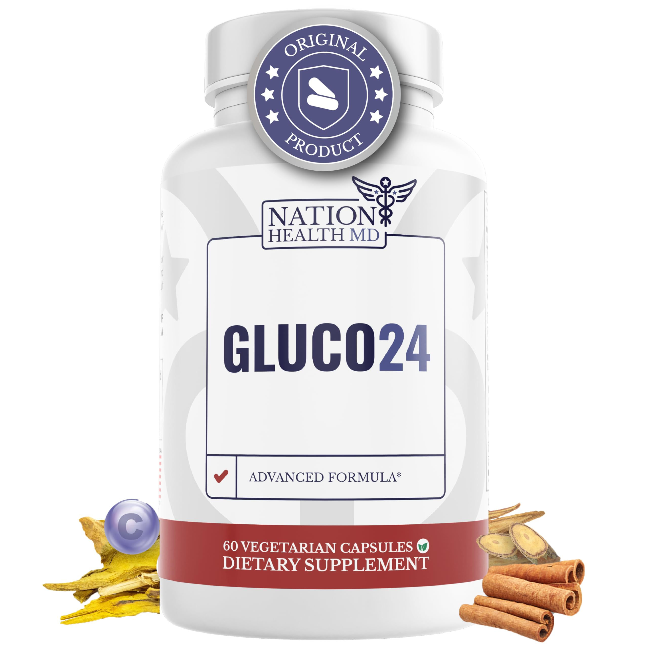Gluco24 Blood Sugar Support Supplement Glucose Complex 60 Capsules