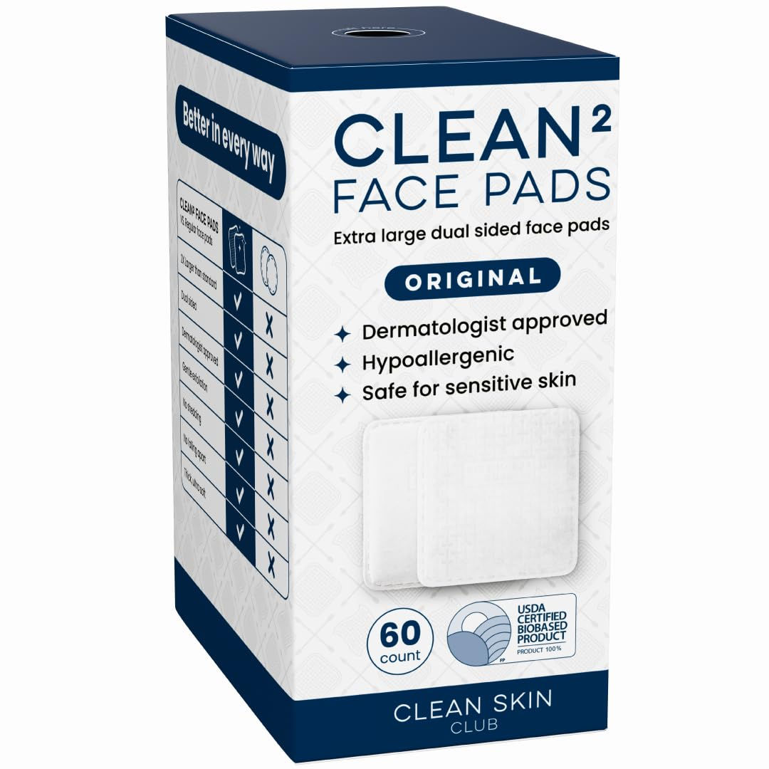 Clean Skin Club Clean² Pads 2.0 Guaranteed Not to Shed Organic Disposable Cotton