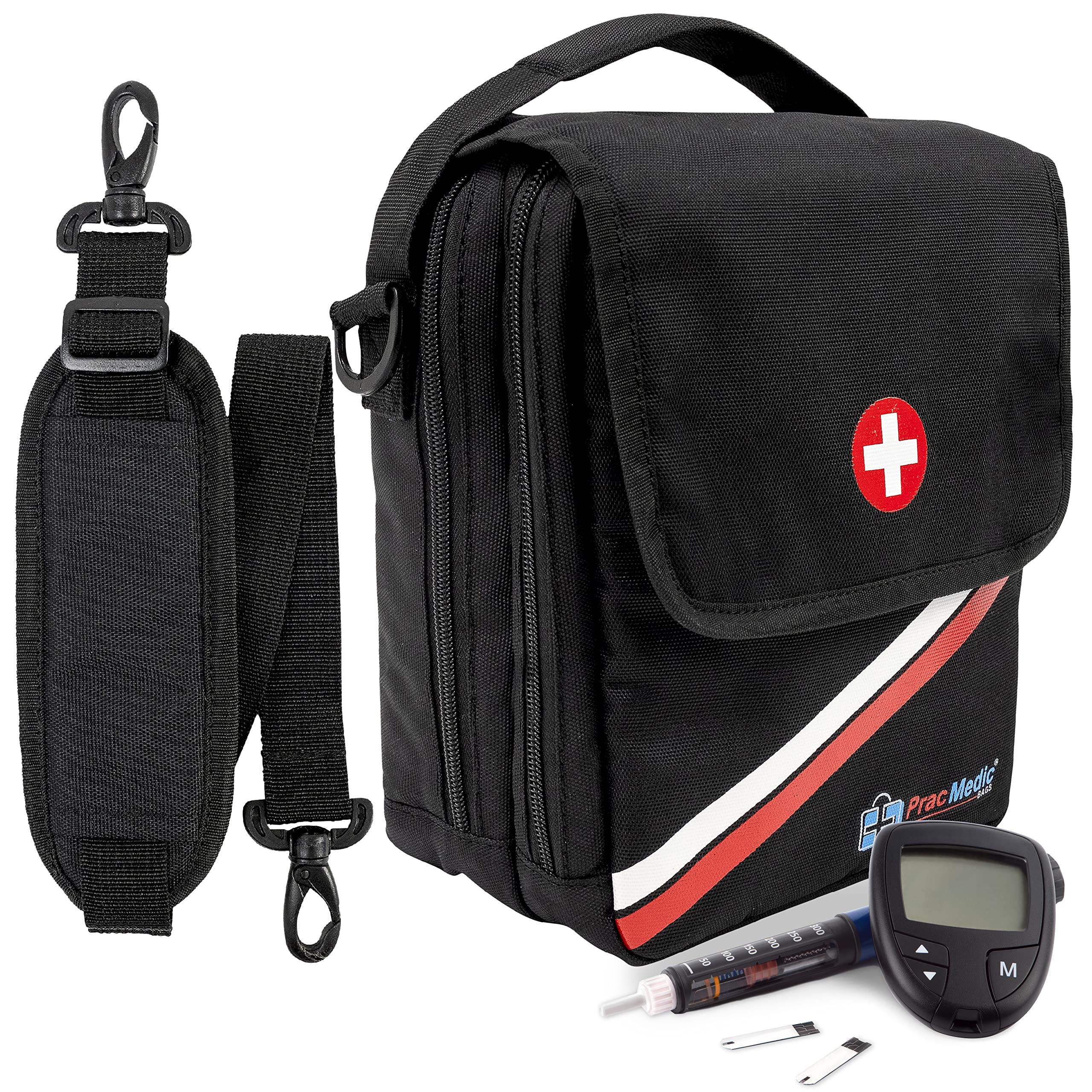 PracMedic Bags Medicine Bag- First Aid Bags Empty Large Black Carry Travel Case