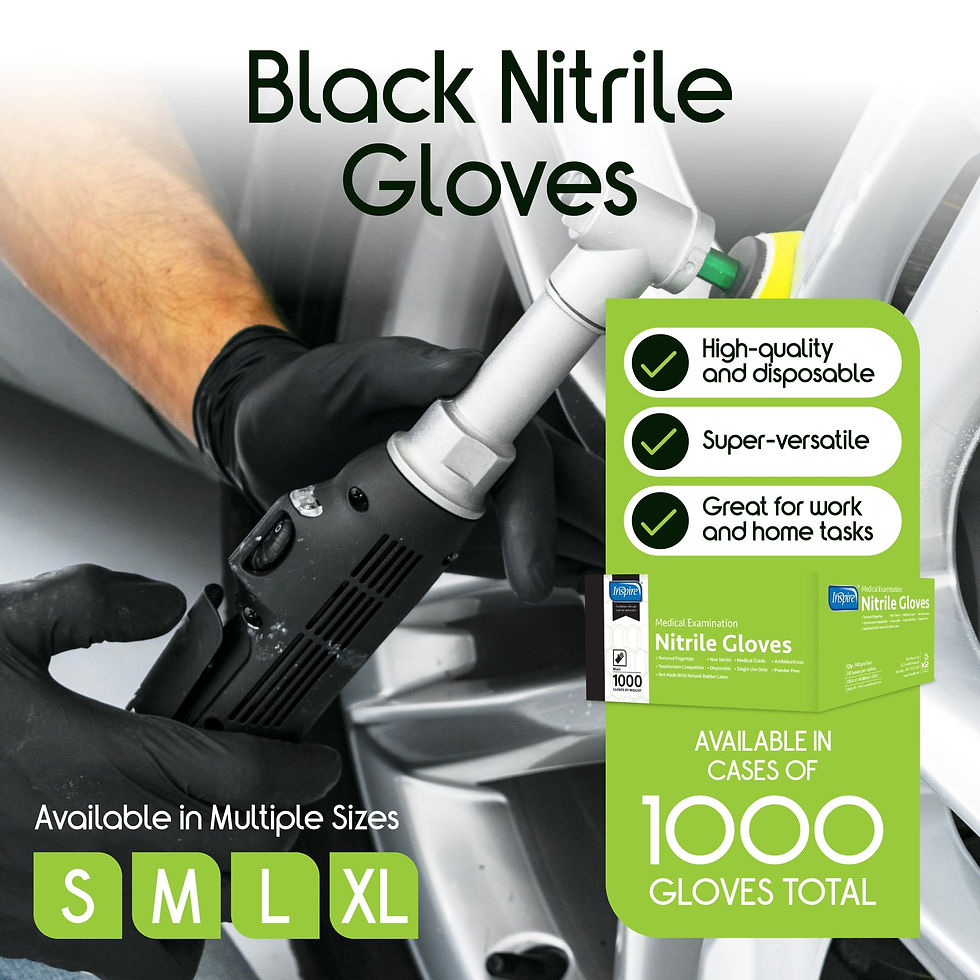 Thumbnail: Inspire Nitrile 1000ct Exam Gloves Quality Stretch Black 4.5 Latex Free Medical