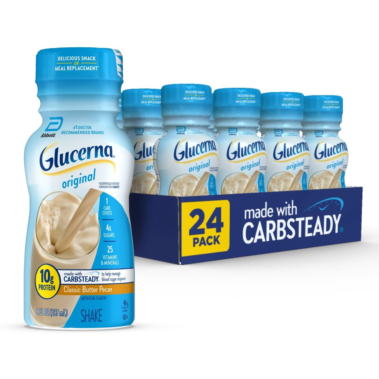 Glucerna Original Diabetes Care Shake Classic Butter Pecan 8oz Bottle 24 Pack