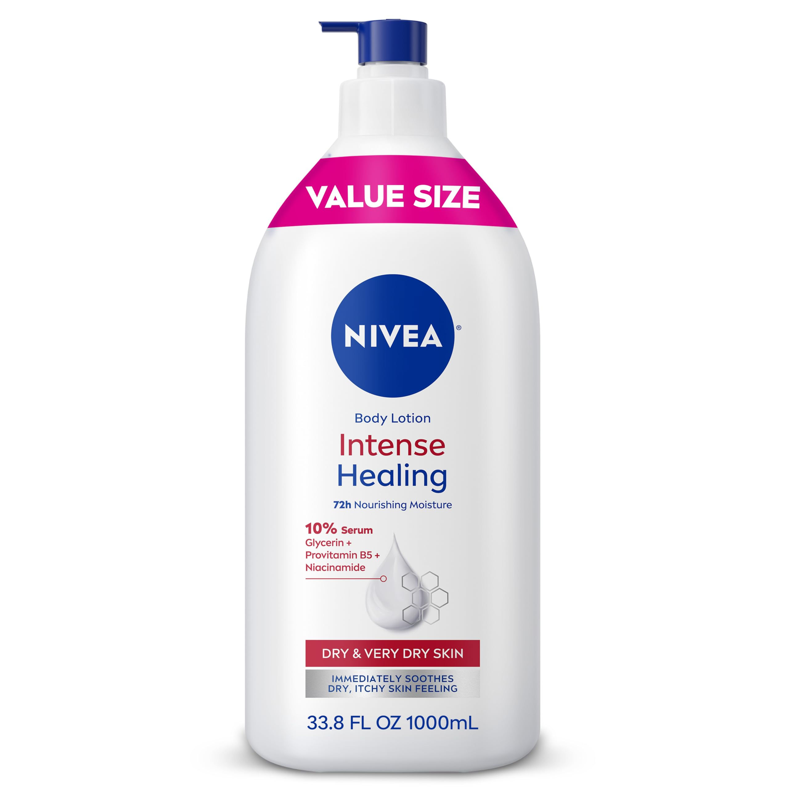 NIVEA Intense Healing Body Lotion for Very Dry, Itchy Skin with Glycerin 33.8oz