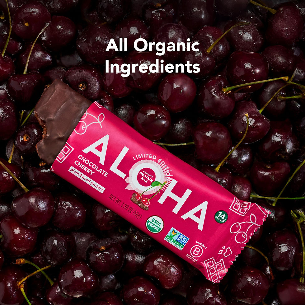 Thumbnail: ALOHA Organic Plant Based Protein Bars - Chocolate Cherry - 12 Bars, Vegan