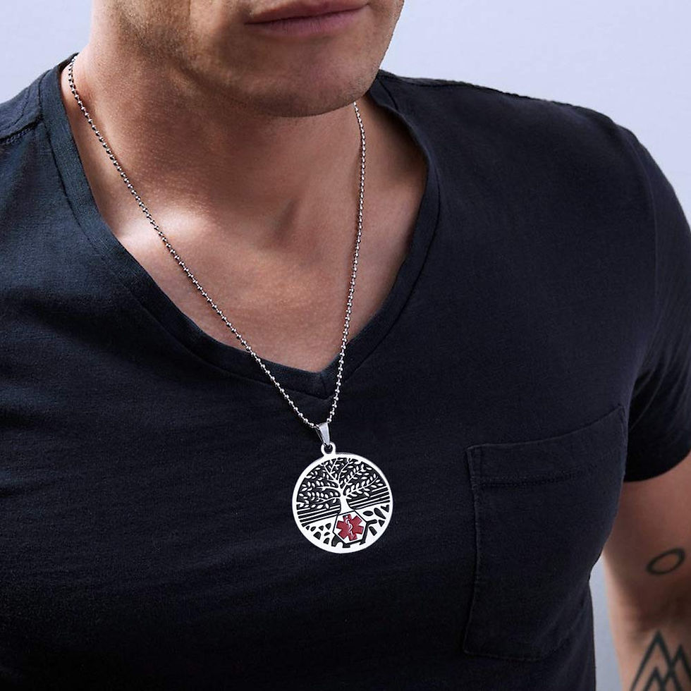 Thumbnail: Stainless Steel Tree of Life Medical Alert ID Necklace First Aid