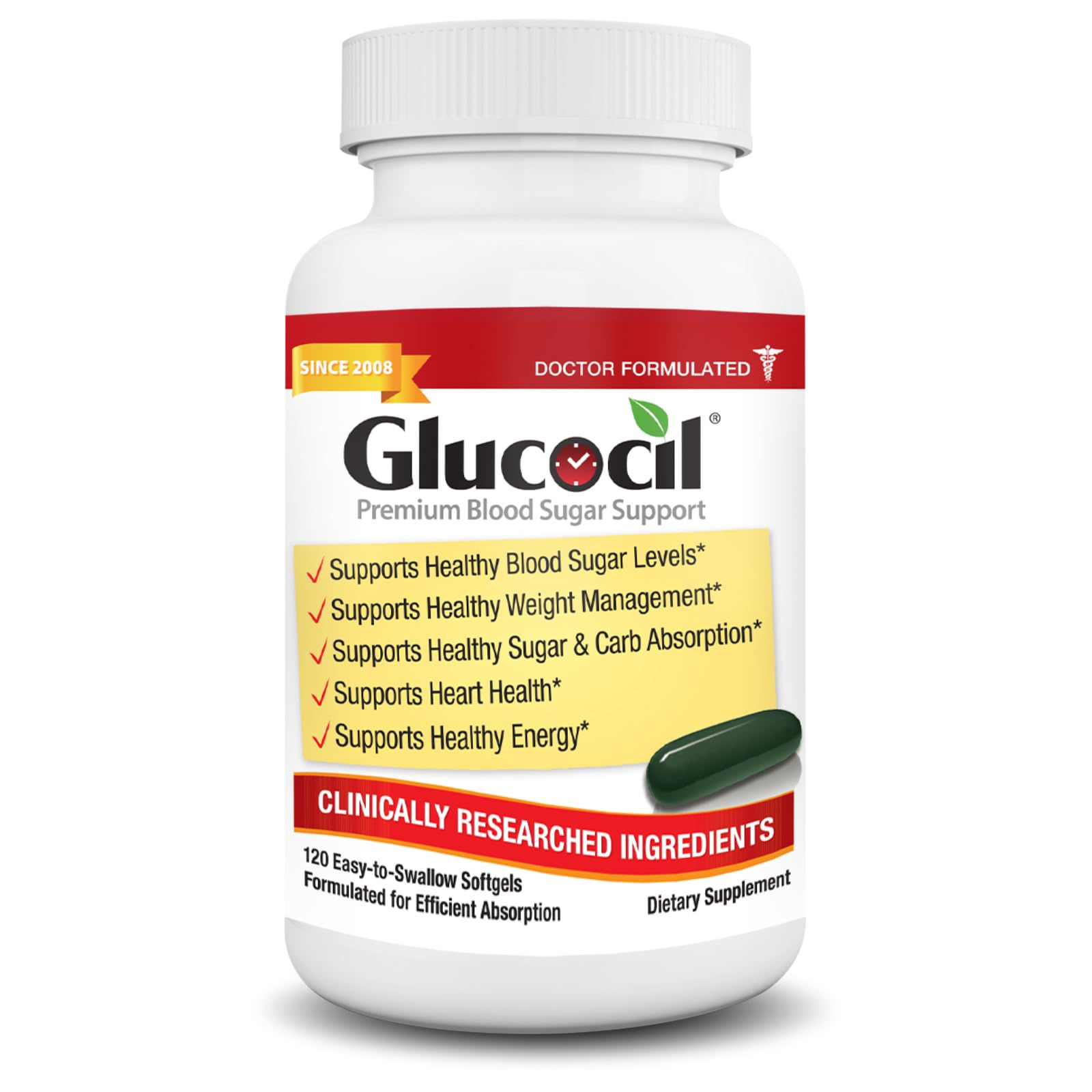Glucocil – 120 Softgels - Premium Blood Sugar Support Healthy Blood Sugar