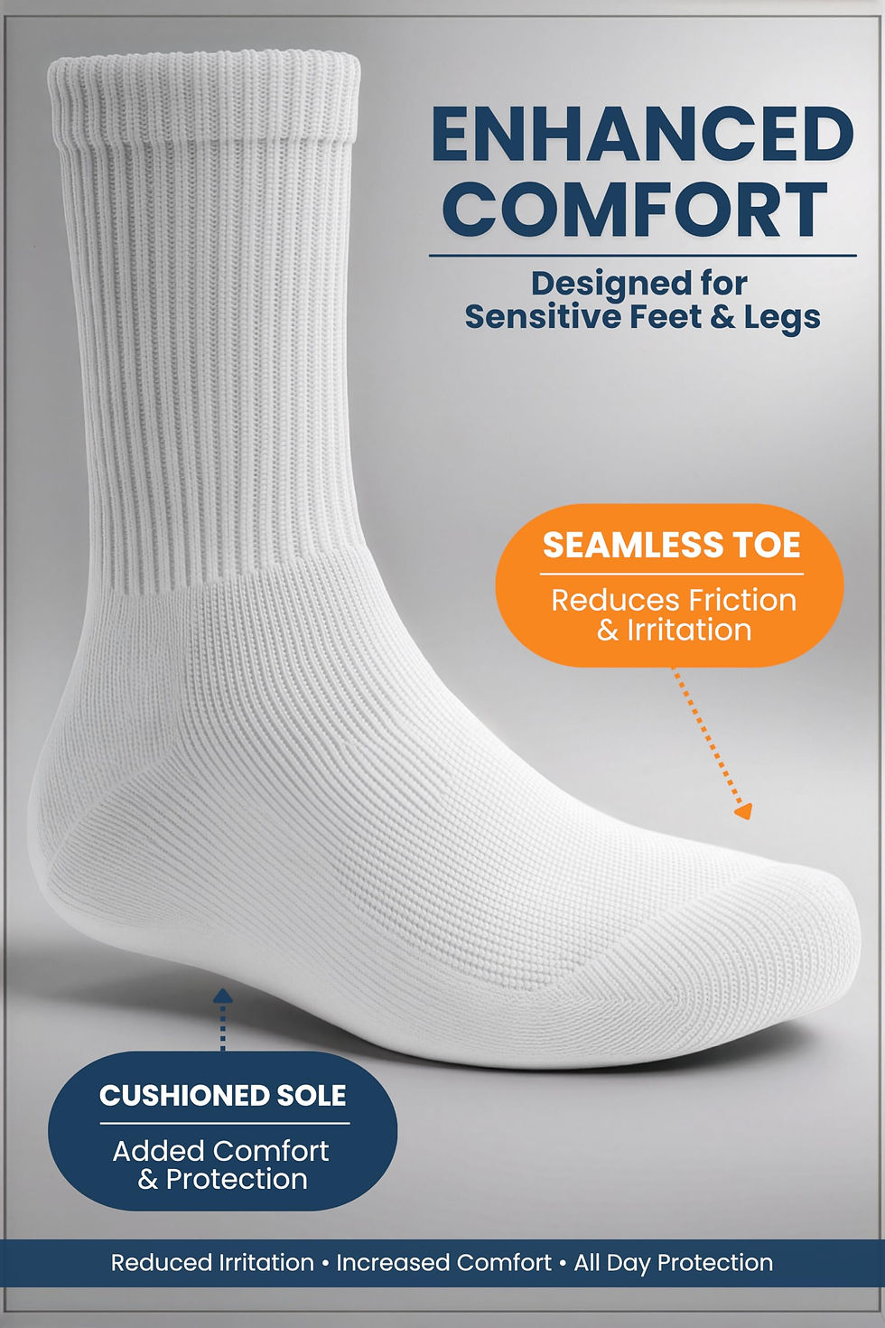 Thumbnail: Special Essentials Diabetic Socks for Men & Women White/Grey 12 Pairs CrewLength