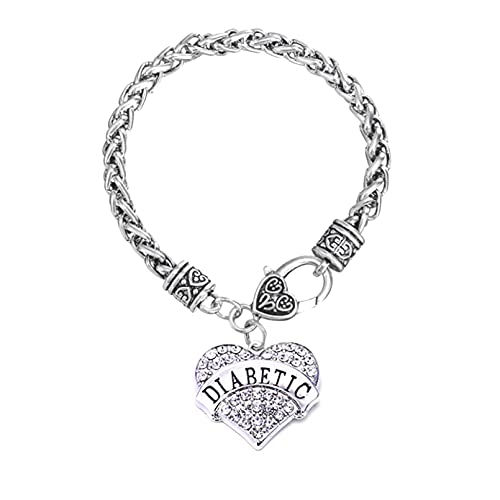 Thumbnail: Heart Diabetes Medical Alert ID Charm Bracelet for Type 1 and Type 2 Diabetes