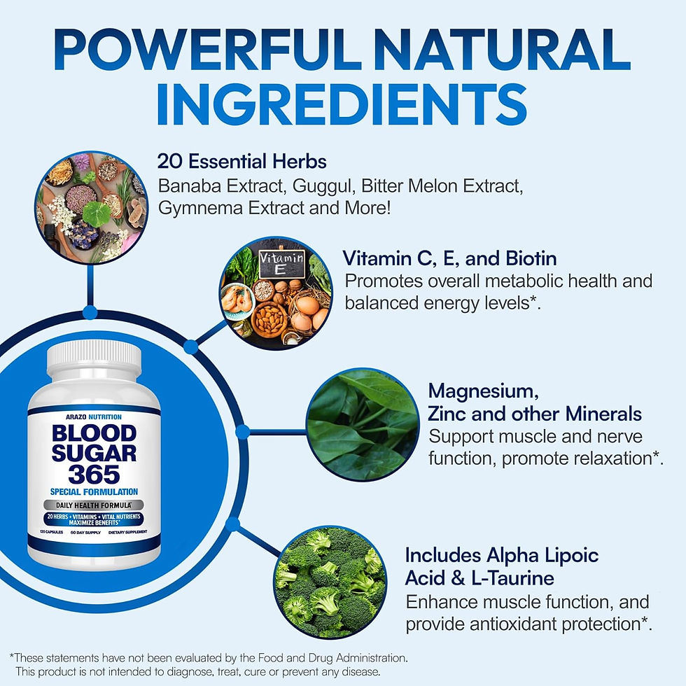 Thumbnail: Arazo Nutrition Blood Sugar 365 Supplement – 120 Herbal Pills