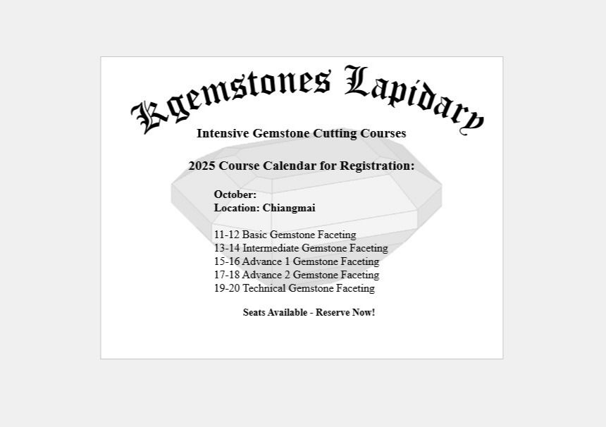 Calendar Dates for Gem Cutting Classes