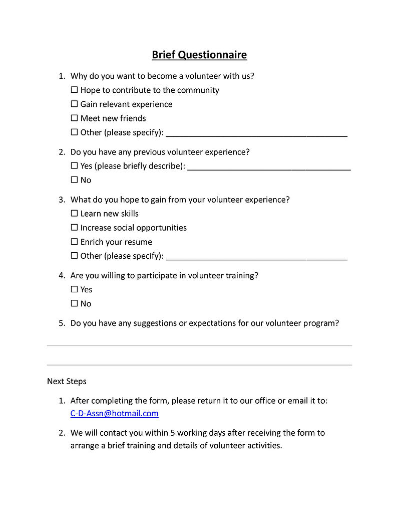 Questionnaire Form