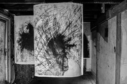 Earth Do Not, Cover My Blood, Monotype Intaglio, dry-point etch series, 2022 (56x72cm)