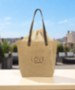 Burlap Tote with Leather Handles