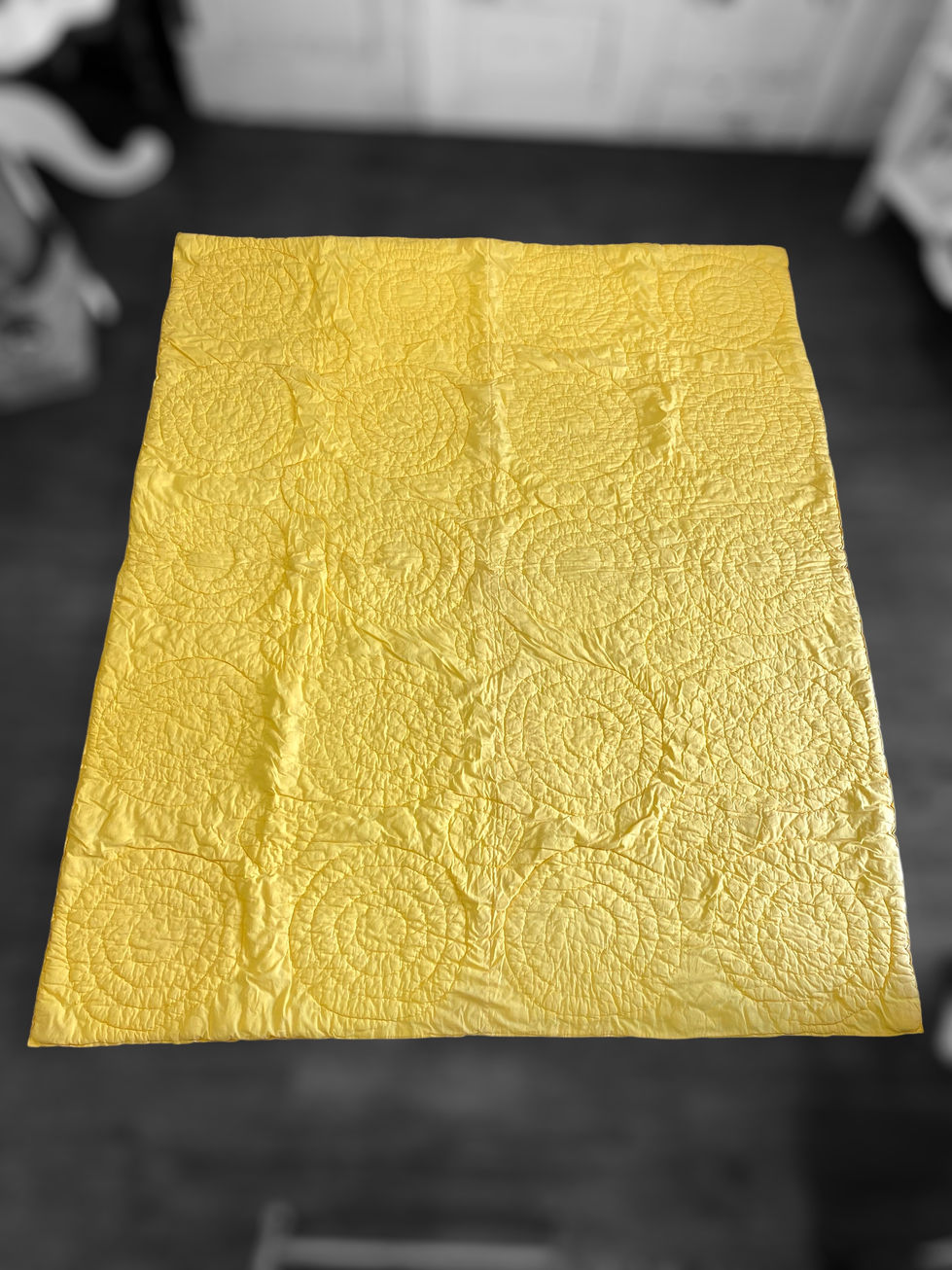 Back of Yellow Dresden Plate Quilt Vintage