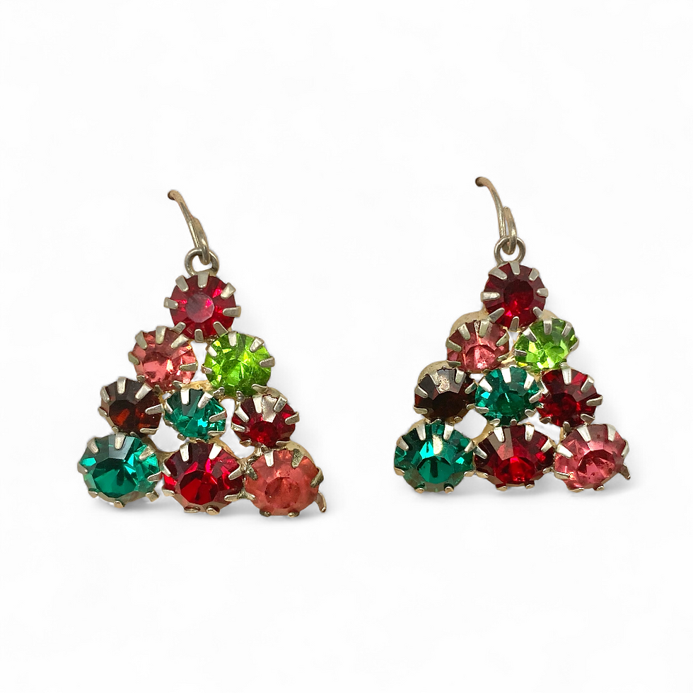 Christmas Trees Rhinestone Earrings for pierced ears vintage.