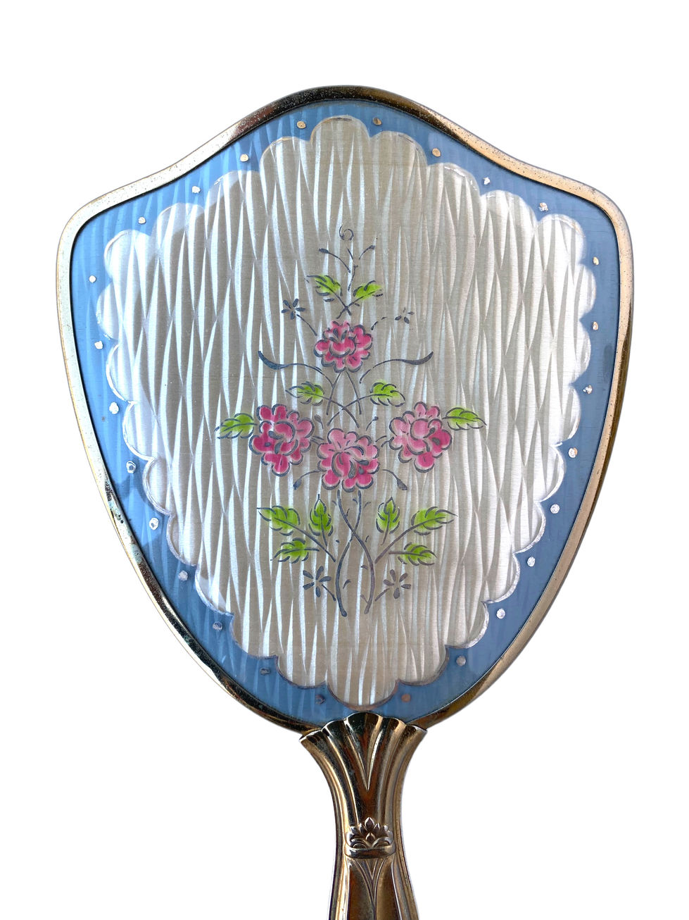 hand-mirror with floral design, vintage