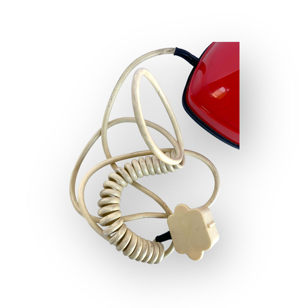mid-century modern red ericsson rotary dial telephone cord
