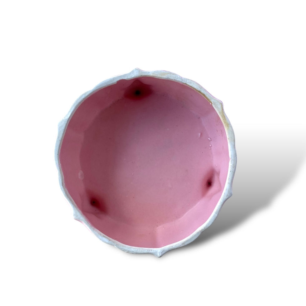 Inside view of pink retro trinket dish