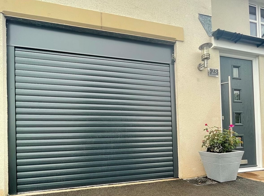 Black domestic garage door