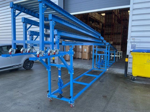 Blue framework for a conveyor
