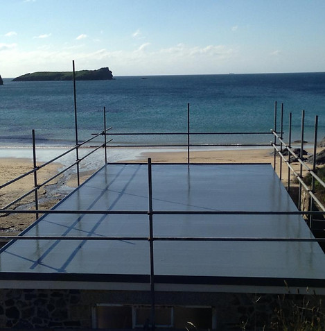 Fibreglass roof on a building at the beach in Cornwall