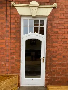 Custom made door with large glass panel