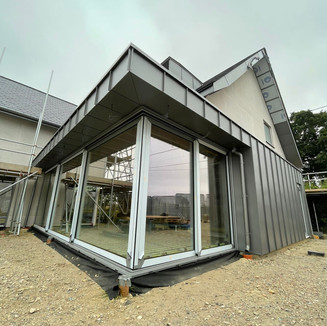 Metal roof installation progress