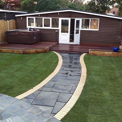 Landscaped garden with path