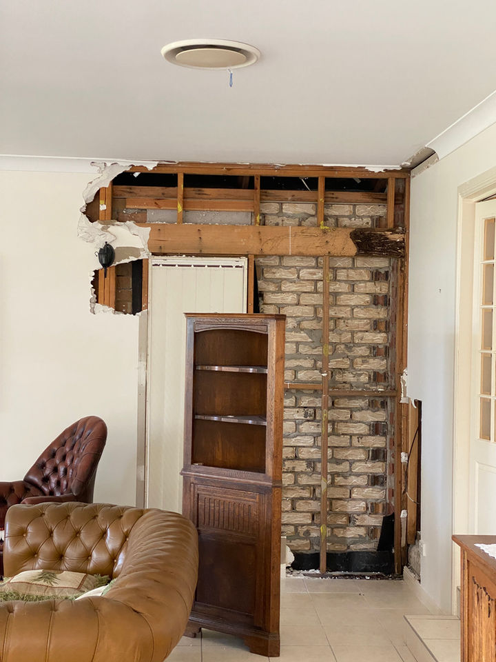 termite damage found in doorway hall 