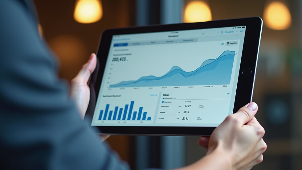 Close-up view of a tablet displaying Power Platform analytics