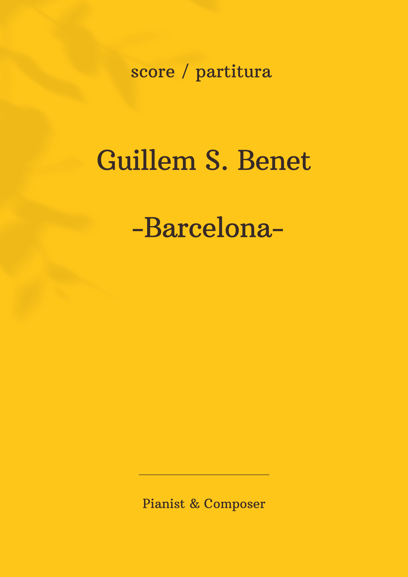 Guillem S. Benet - Barcelona (Digital Partiture -Sheet Digital Piano Solo)