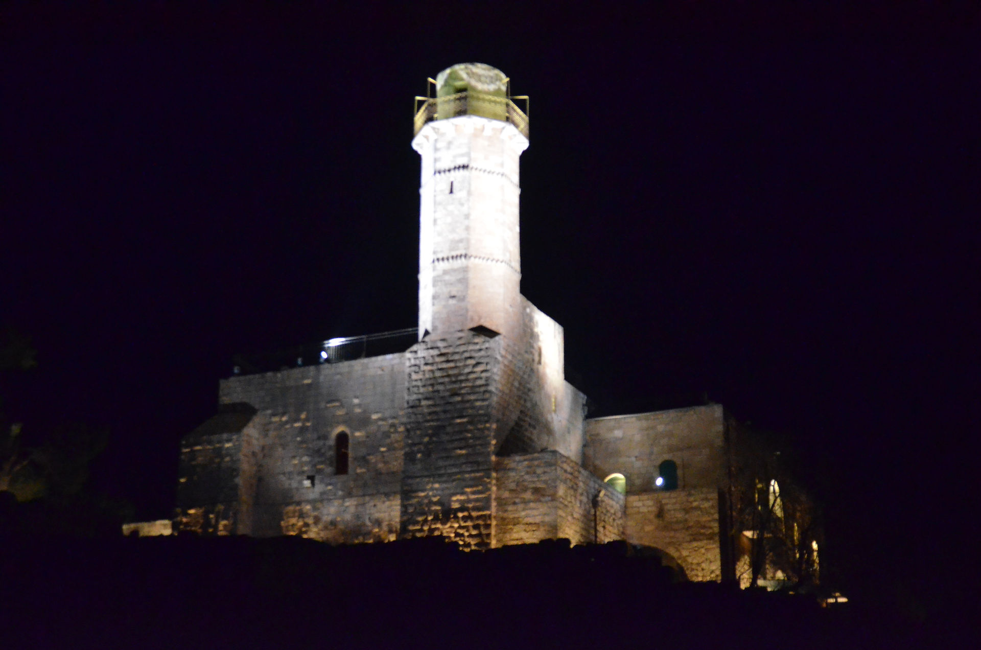 Nabi Samuel Tower is illuminated in white