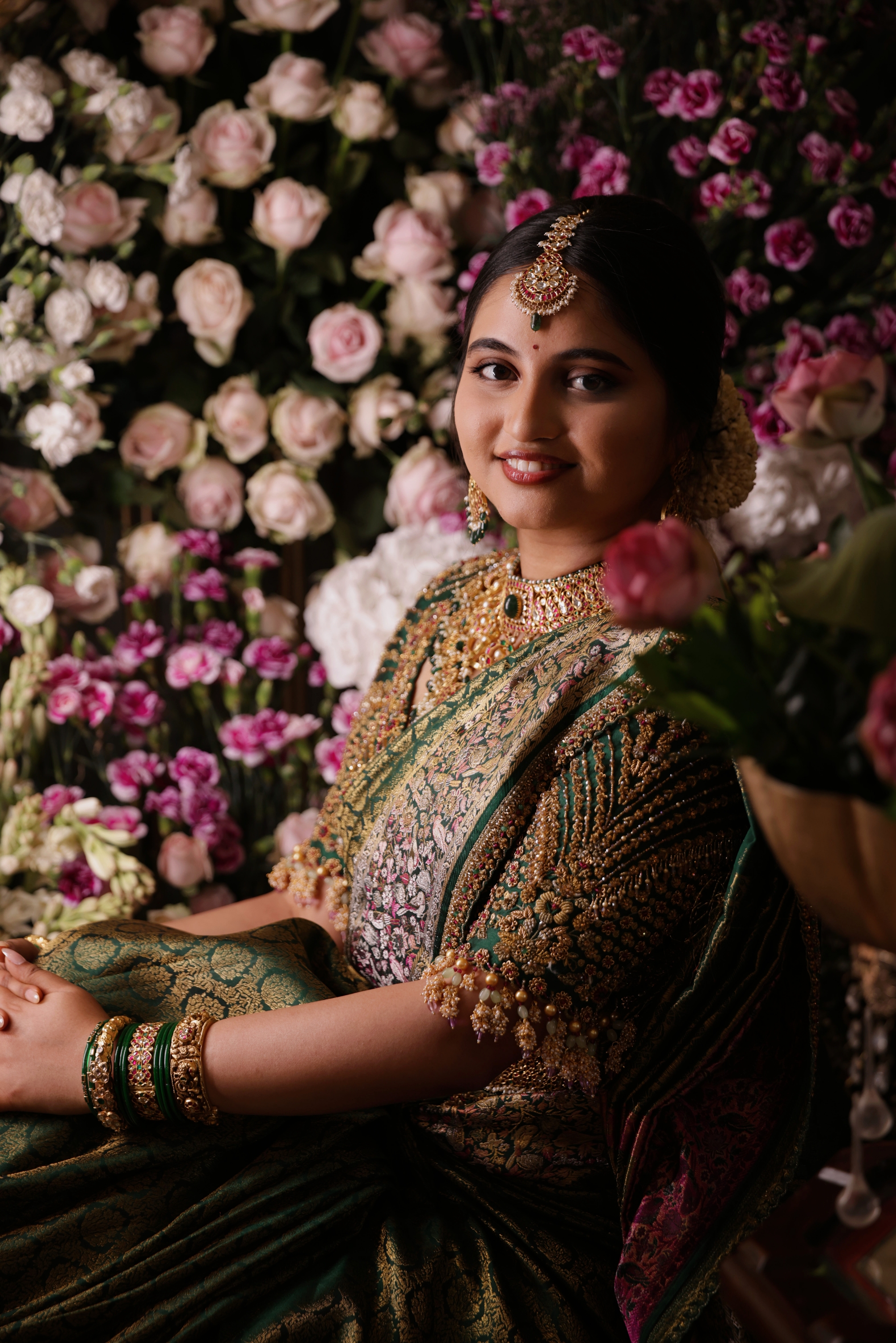 Bride in traditional Indian attire — photographed by Sujay Naidu, Best Photographer in Bangalore, Minchu Productions