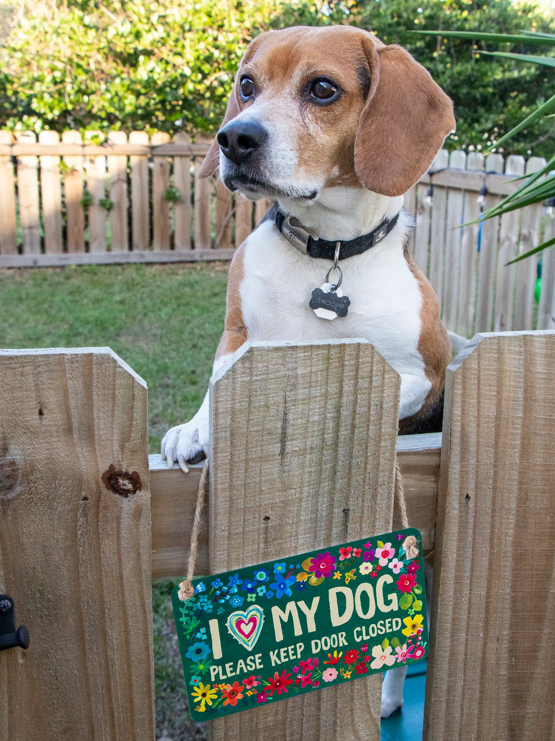 Metal Fence Sign - I Heart My Dog