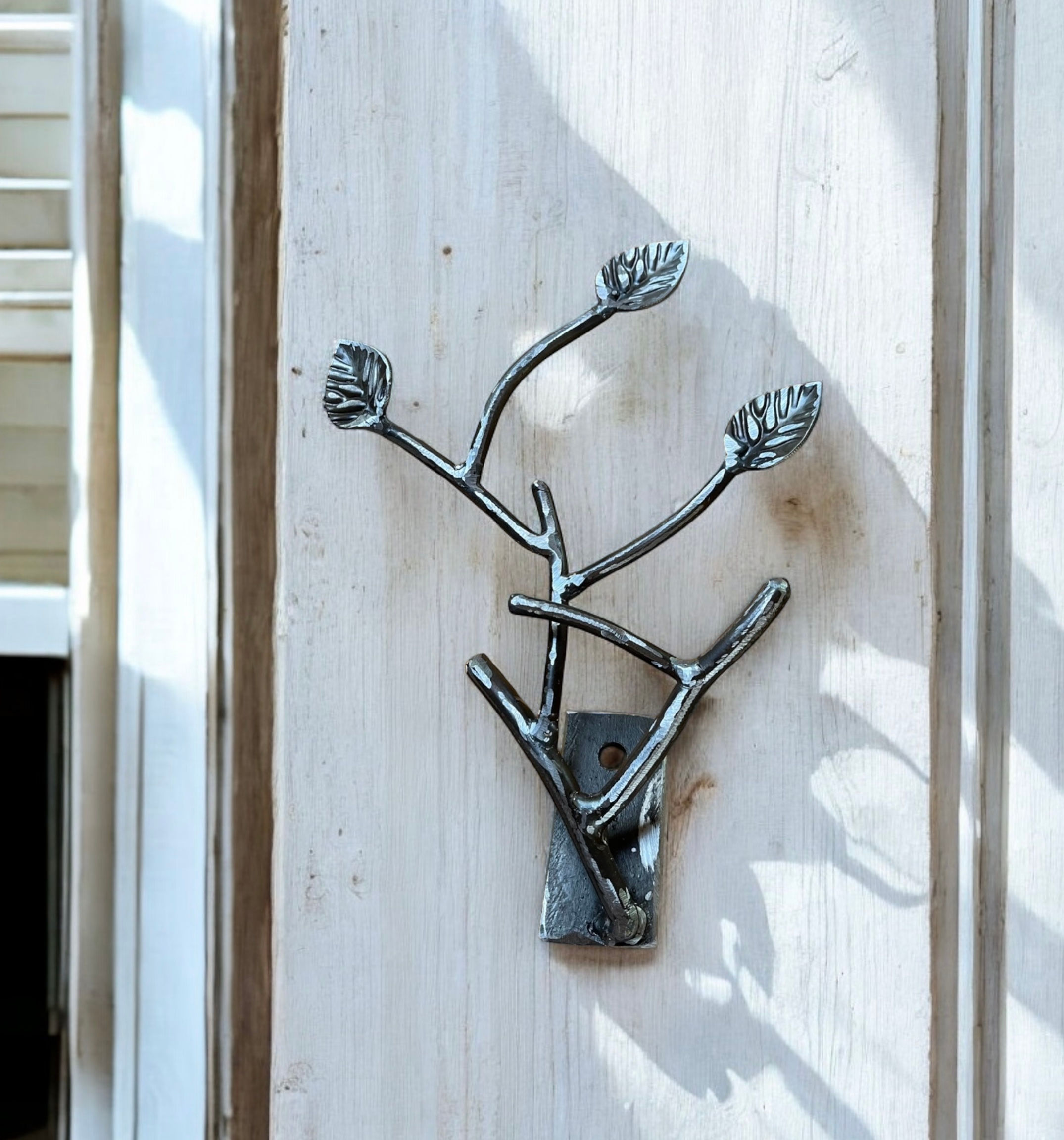 Forged Iron Twig and Leaf Coat Hanger