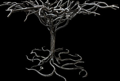 rustic table, modern metal dining room table, glass table base