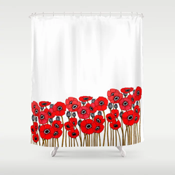 Cortina de baño Amapolas Rojas