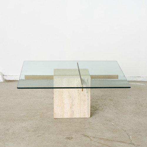 ガラスロ-テ-ブル大理石作り