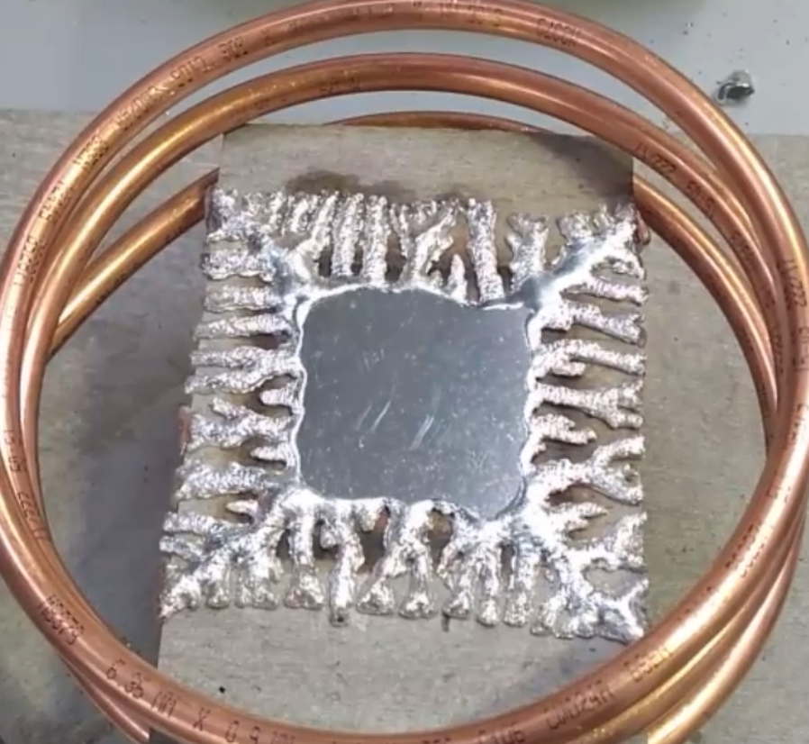 Tin sheet partially melted