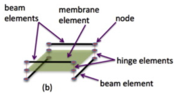 Mutually constrained beam/membrane mesh